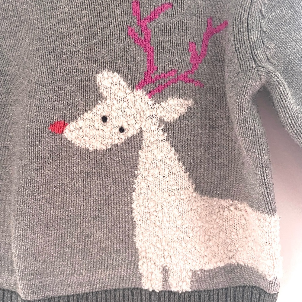 5/$30💥Gap Reindeer Rudolph Wool Blend Pullover Christmas Sweater, Pink Antlers